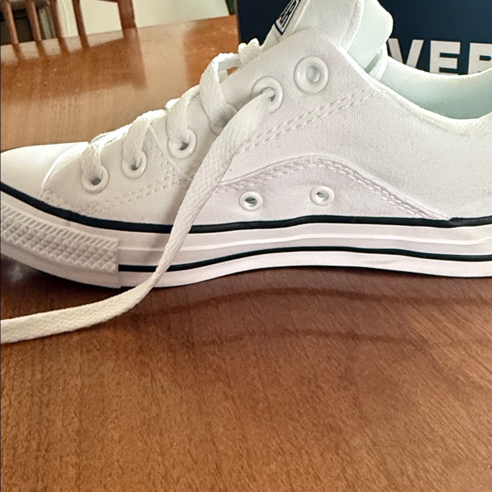 Converse Low Top Sneakers in White with Black Trim - Picture 7 of 7